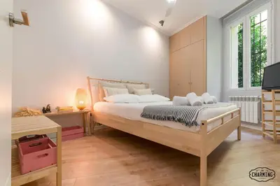 Cama o camas de una habitación en Madrid Río - Apartamento de 1 dormitorio