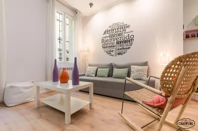 Zona de estar de Madrid Río - Apartamento de 1 dormitorio