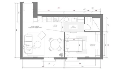 Plano de Modern Stylish - 1BD 1BTH - Opera