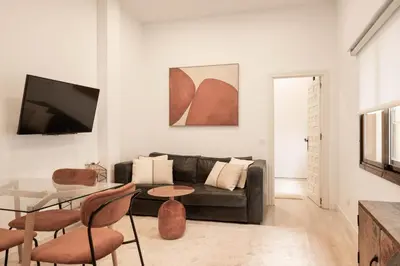 Una televisión o centro de entretenimiento en Apartamento Gran Via en Madrid