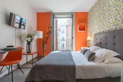 Cama o camas de una habitación en Santa Ana Boutique en Madrid
