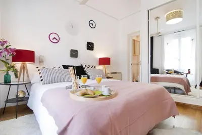 Cama o camas de una habitación en Apartamento Plaza Mayor III en Madrid