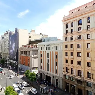 Vista general de Madrid o vista desde el hostal o pensión