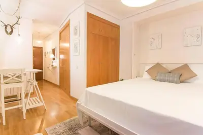 Cama o camas de una habitación en CÓMODO Y CÉNTRICO ESTUDIO DE LUJO EN ATOCHA - JARDÍN BOTÁNICO. WIFI