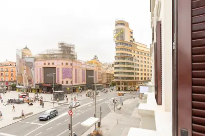 Vista general de Madrid o vista desde el hostal o pensión