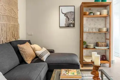 Zona de estar de Bright W Terrace -2 bedrooms 2 bathrooms-Chamberi