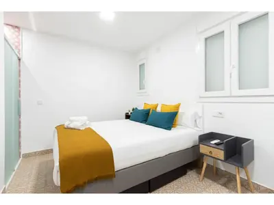 Cama o camas de una habitación en Acogedor y silencioso estudio M1 Embajadores