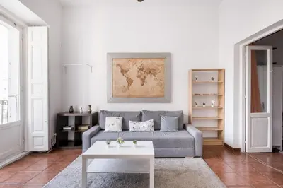 Zona de estar de Comfy 4 rooms apt in the heart of Chueca (Madrid center)