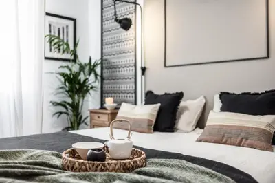 Cama o camas de una habitación en AZANDE- Two Bedroom apartment in Almagro