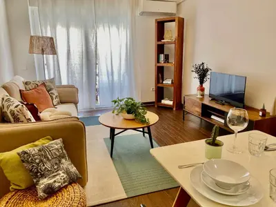 Zona de estar de Apartamento con terraza en el centro de Madrid