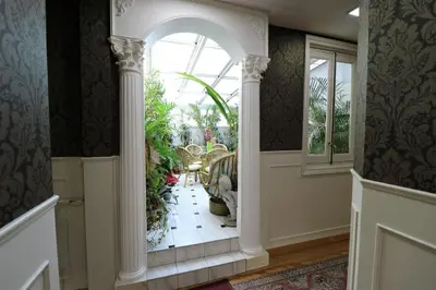 Jardín al aire libre en Hostal Hispano - Argentino Gran Vía