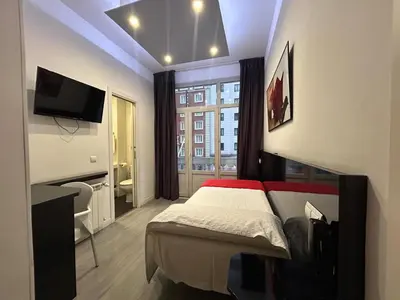 Cama o camas de una habitación en Hostal Buenos Aires Gran Vía Madrid