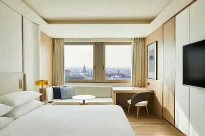Cama o camas de una habitación en Madrid Marriott Hotel Princesa Plaza