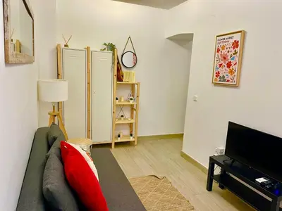 Una televisión o centro de entretenimiento en Stylish one bedroom flat in the heart of Madrid