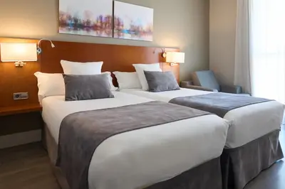 Cama o camas de una habitación en Hotel Puerta de Toledo