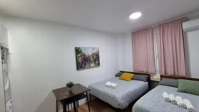 Cama o camas de una habitación en Estudio Madrid Centro MALASAÑA