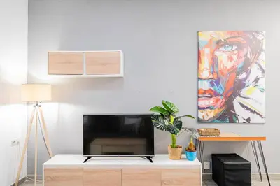 Una televisión o centro de entretenimiento en Tranquilo apartamento en Principe Pío/Pza de España FLOR