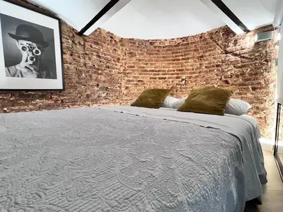 Cama o camas de una habitación en Encantador apartamento en Madrid centro