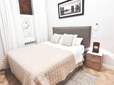 Cama o camas de una habitación en Encantador apartamento en Madrid centro