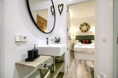 Cama o camas de una habitación en Madrid Atocha - Apartamento de 2 dormitorios