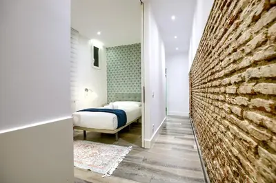 Cama o camas de una habitación en Madrid Atocha - Apartamento de 2 dormitorios