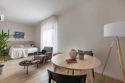Cama o camas de una habitación en Líbere Madrid Palacio Real