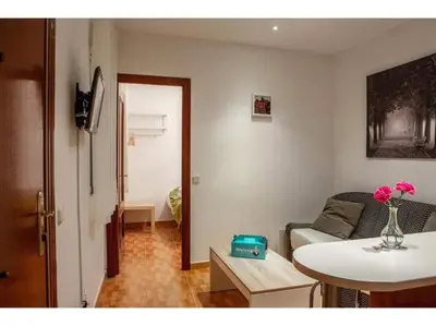 Una televisión o centro de entretenimiento en Acogedor apart. cerca de Atocha 3Pers. 2Hab.