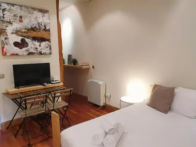 Una televisión o centro de entretenimiento en Enjoy a cosy studio in Malasaña BAR