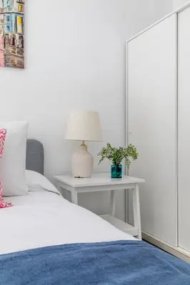 Cama o camas de una habitación en Apartamento junto a Gran Vía