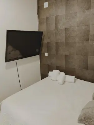 Cama o camas de una habitación en Habitación cerca centro de Madrid