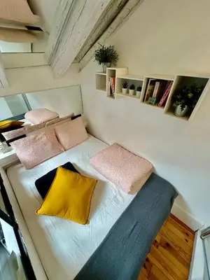 Cama o camas de una habitación en Acogedor Estudio Chueca