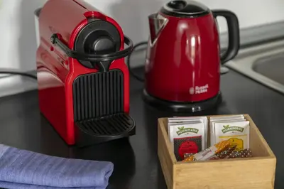 Utensilios para hacer té y café en Piso con vistas al Parque del Retiro