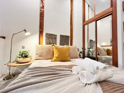 Cama o camas de una habitación en Las Letras Acogedor Huertas San Pedro Temporal