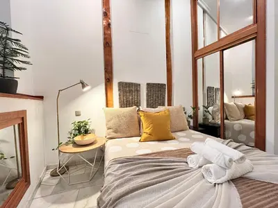 Cama o camas de una habitación en Las Letras Acogedor Huertas San Pedro Temporal