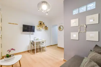 Una televisión o centro de entretenimiento en Acogedor piso Madrid Centro ALQUILER TEMPORAL