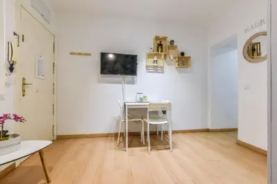 Una televisión o centro de entretenimiento en Acogedor piso Madrid Centro ALQUILER TEMPORAL