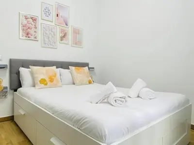 Cama o camas de una habitación en Style & Design Flat in the Center of Madrid