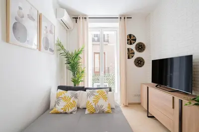 Una televisión o centro de entretenimiento en For You Rentals Elegante y bonito apartamento TEMPORAL en el Corazón de Madrid DIN131C