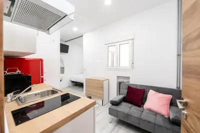 Una televisión o centro de entretenimiento en Los Apartamentos Jacinto Benavente Centro Madrid